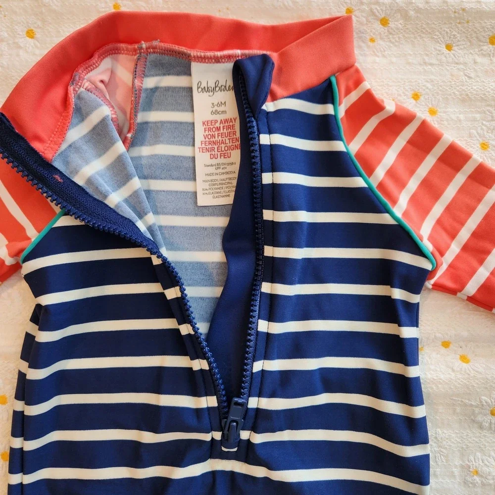 Baby Boden UV Protection Swimwear Blue and Red‎ Stripe - Size: 3-6 M (68cm)